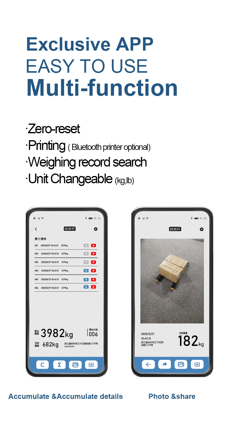 Bluetooth Portable Electric Beam Weighing Scale Digital Weighbridge with Mobilephone APP Print Forklift Truck Scale Logistics Scale 3ton Precision 0.1%
