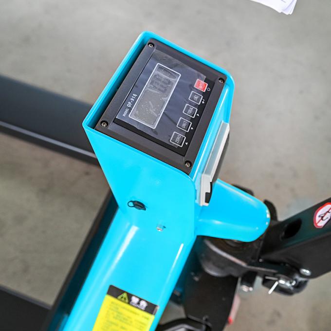 Camión de paletas de mano azul 2500kg, Jack de paletas manual con impresora 3